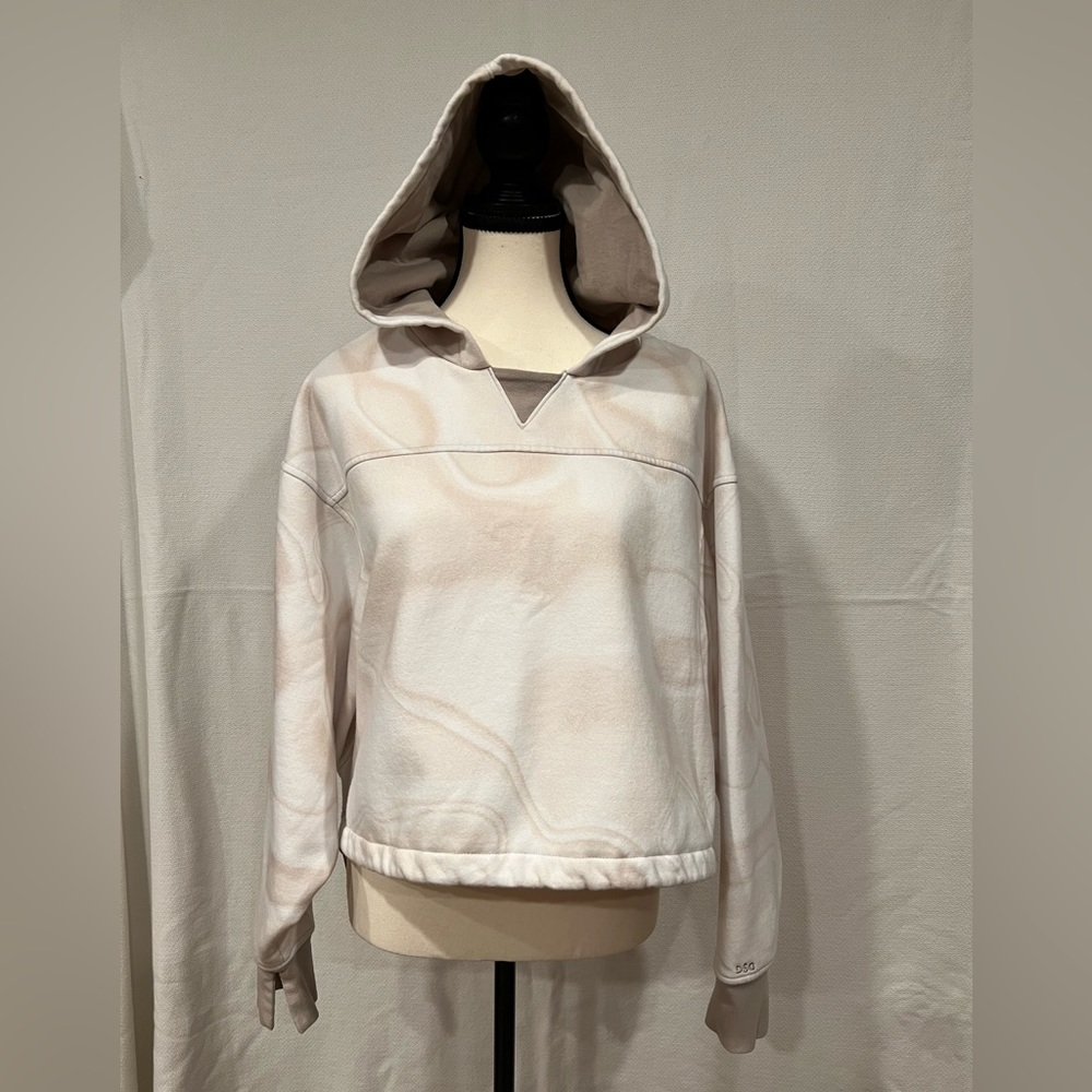 DSG X TWITCH + ALLISON Cropped Fleece Hoodie - Marbled Ivory and Tan -‎ Size L